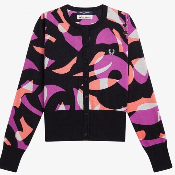 Fred Perry Amy Winehouse Design Abstract Cardigan - Size US8 - MSRP $175 - BNIB - Picture 2 of 4